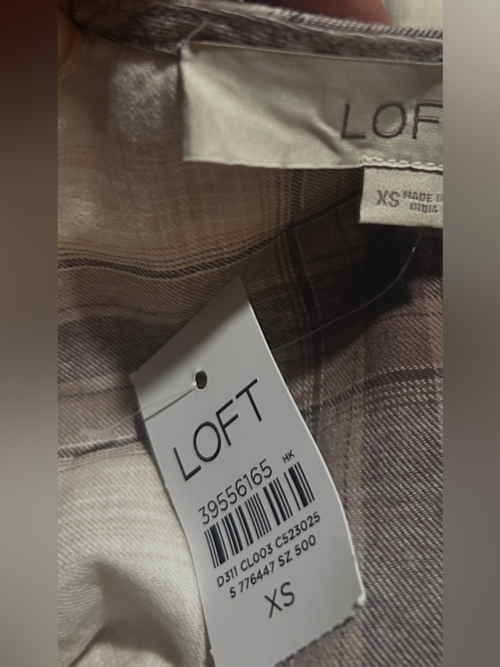 LOFT Women’s Plaid Flannel Bow Balloon Sleeve Tied-Front Peplum Top XS - Picture 10 of 11